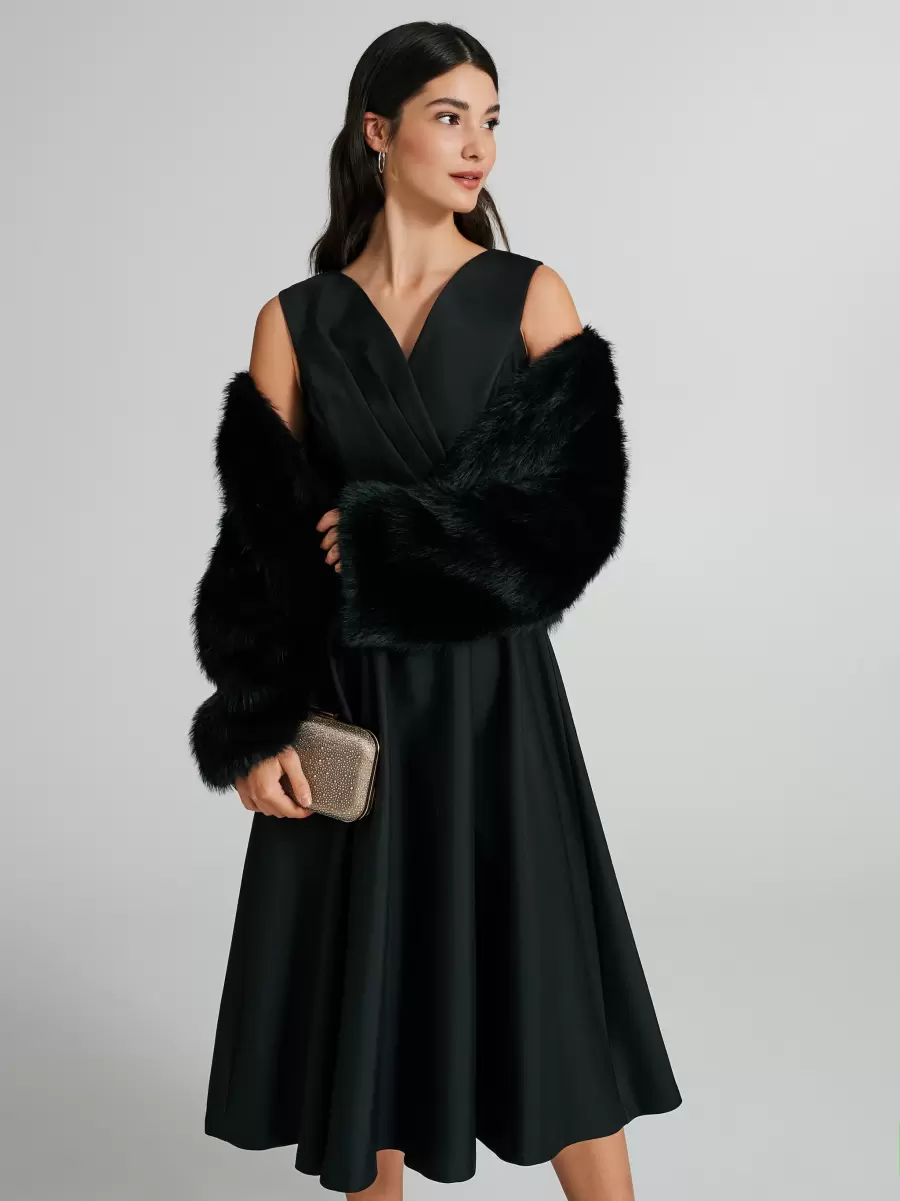 Dresses & Jumpsuits Women Black Full Midi Dress Stylish - 4