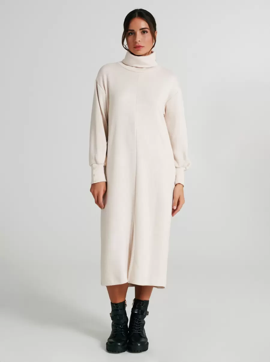 Beige Dresses & Jumpsuits Voucher Women Soft Turtleneck Dress - 1
