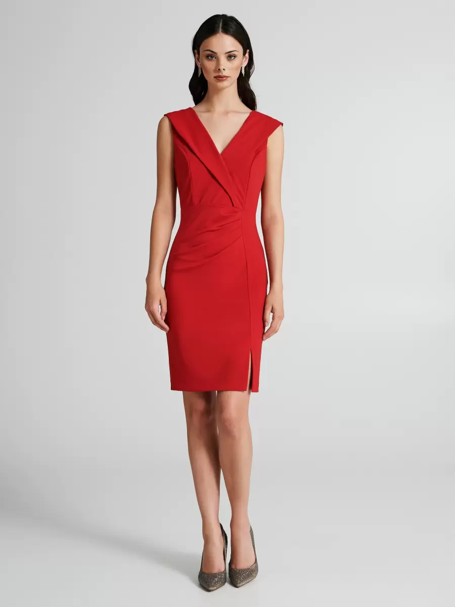 Sheath Dress With Lapels Red Discount Women Dresses & Jumpsuits - 1