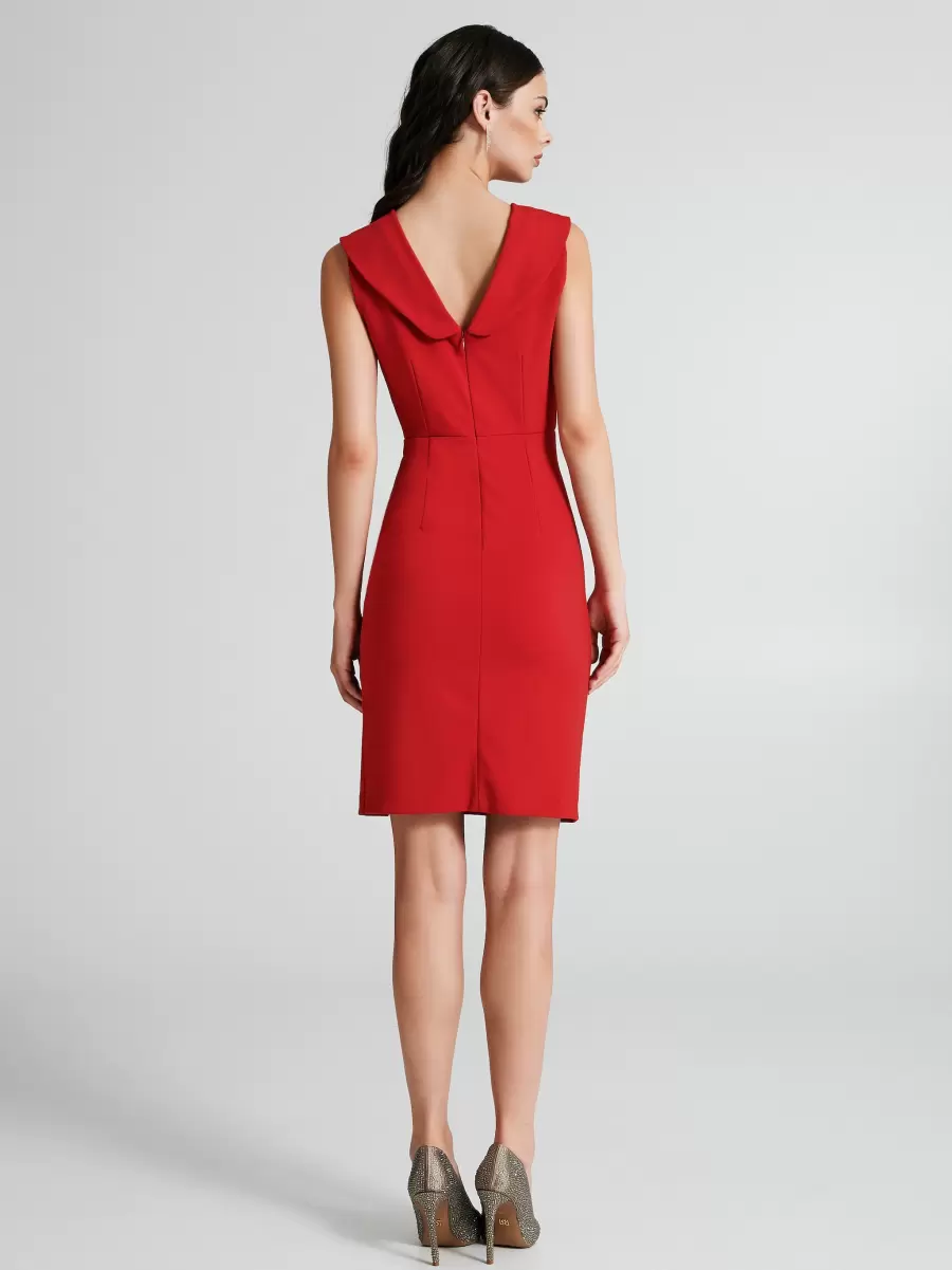 Sheath Dress With Lapels Red Discount Women Dresses & Jumpsuits - 2