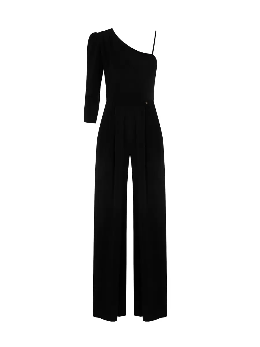 Women Dresses & Jumpsuits One-Shoulder Jumpsuit In Scuba Crepe Black Cozy - 5