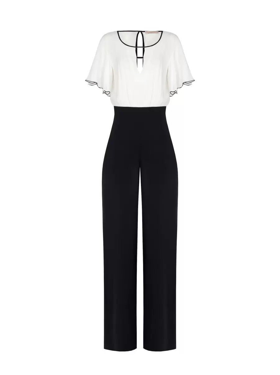 Dresses & Jumpsuits Var White Cream Women Two-Toned Palazzo Jumpsuit Tailored - 5