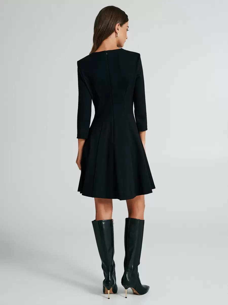 A-Line Dress With Zip Women Dresses & Jumpsuits Black Style - 2
