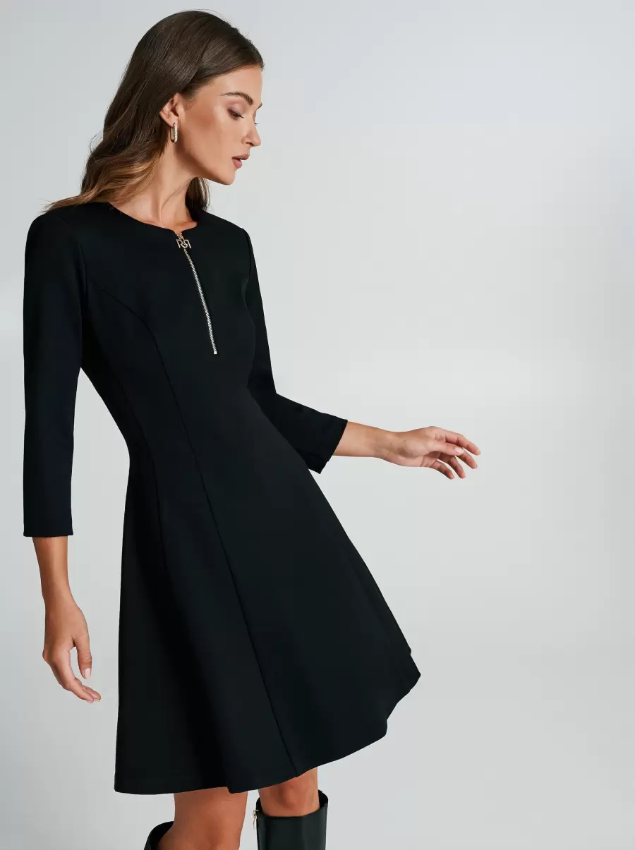 A-Line Dress With Zip Women Dresses & Jumpsuits Black Style - 4
