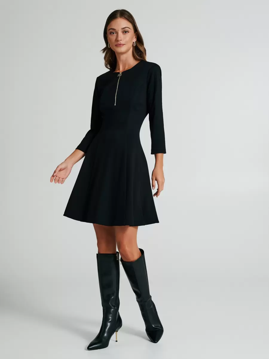 A-Line Dress With Zip Women Dresses & Jumpsuits Black Style