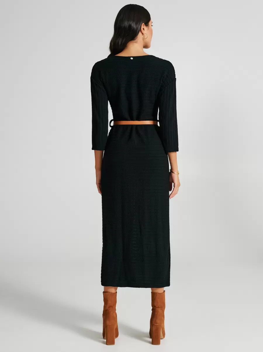 Compact English-Rib Knitted Dress Dresses & Jumpsuits Black Women - 2