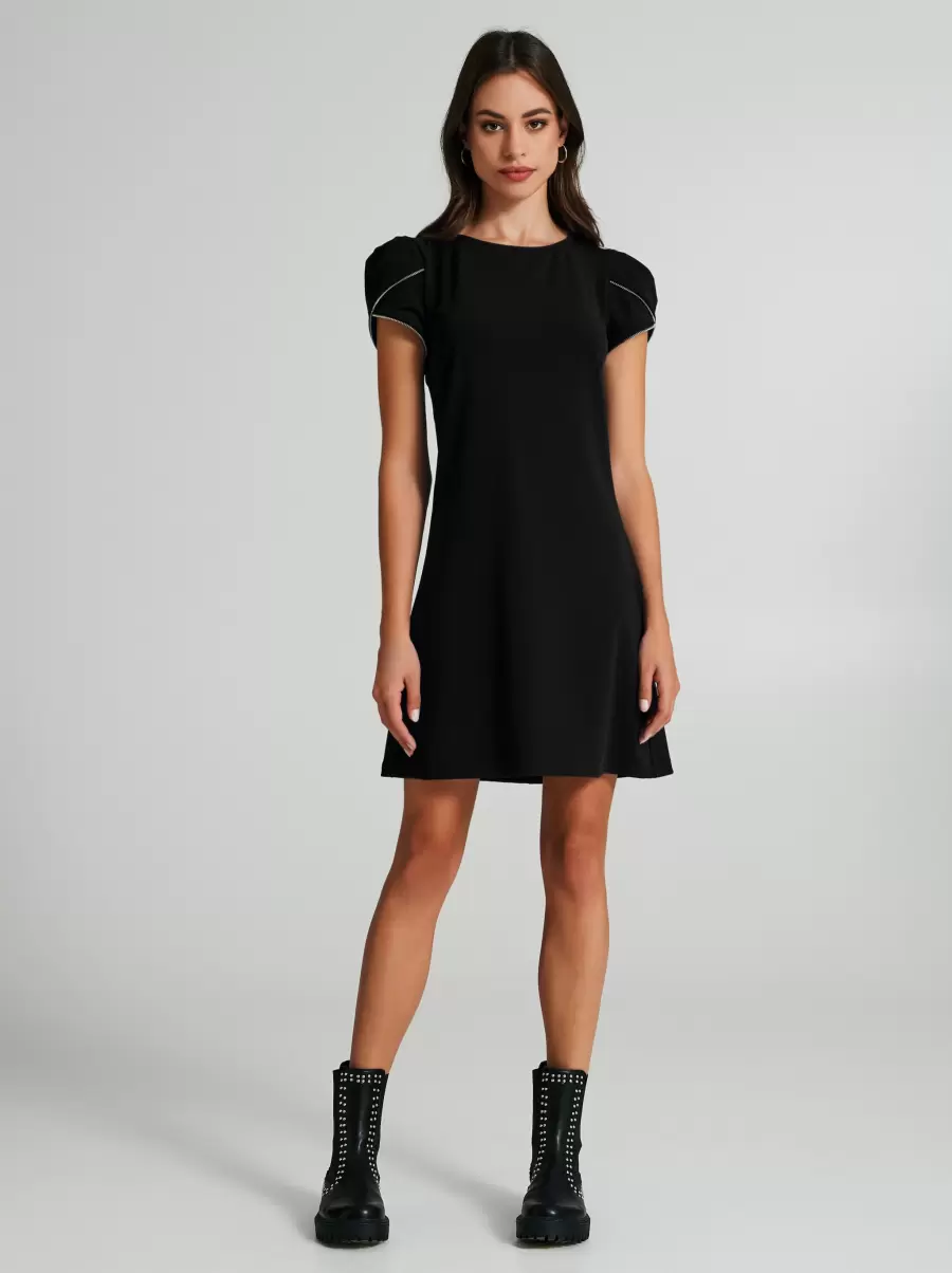 Black Mini Dress With Zipped Sleeves Women Liquidation Dresses & Jumpsuits - 1
