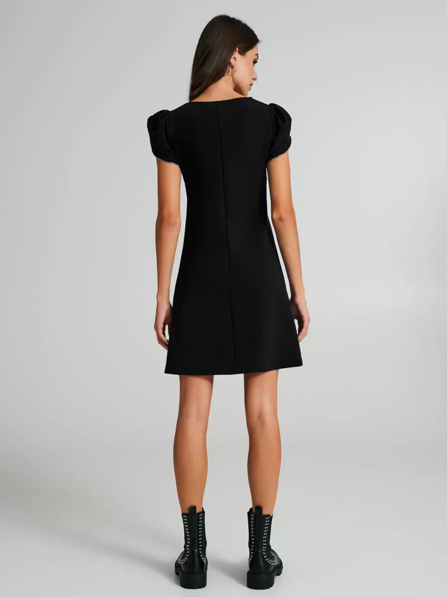 Black Mini Dress With Zipped Sleeves Women Liquidation Dresses & Jumpsuits - 2