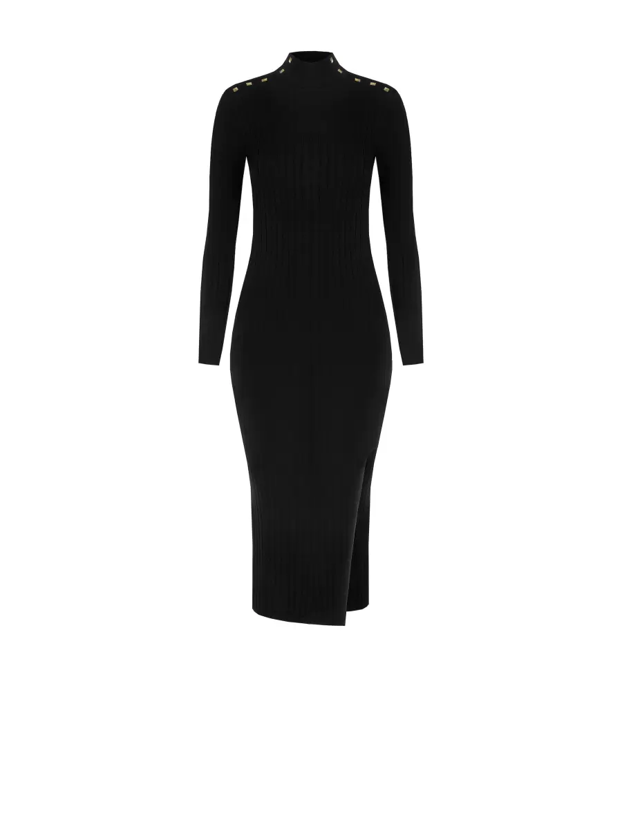 Midi Dress With Studs Women Dresses & Jumpsuits Black Online - 5