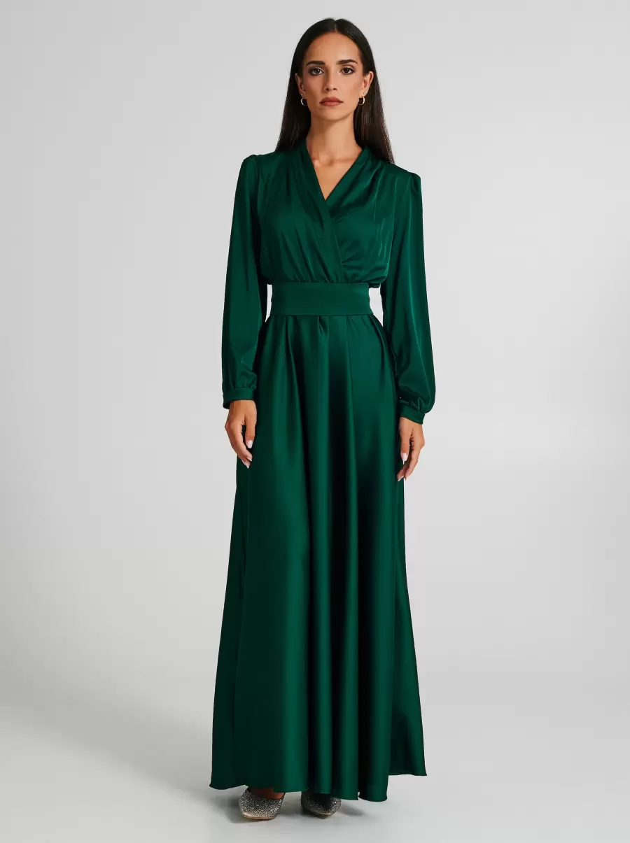 Dresses & Jumpsuits Green Women Long Dress With Full Skirt And Bow Rebate - 1