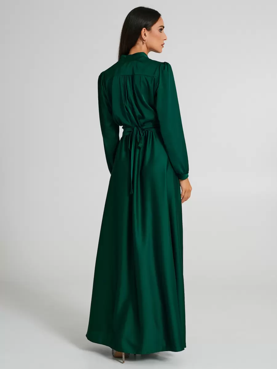 Dresses & Jumpsuits Green Women Long Dress With Full Skirt And Bow Rebate - 2