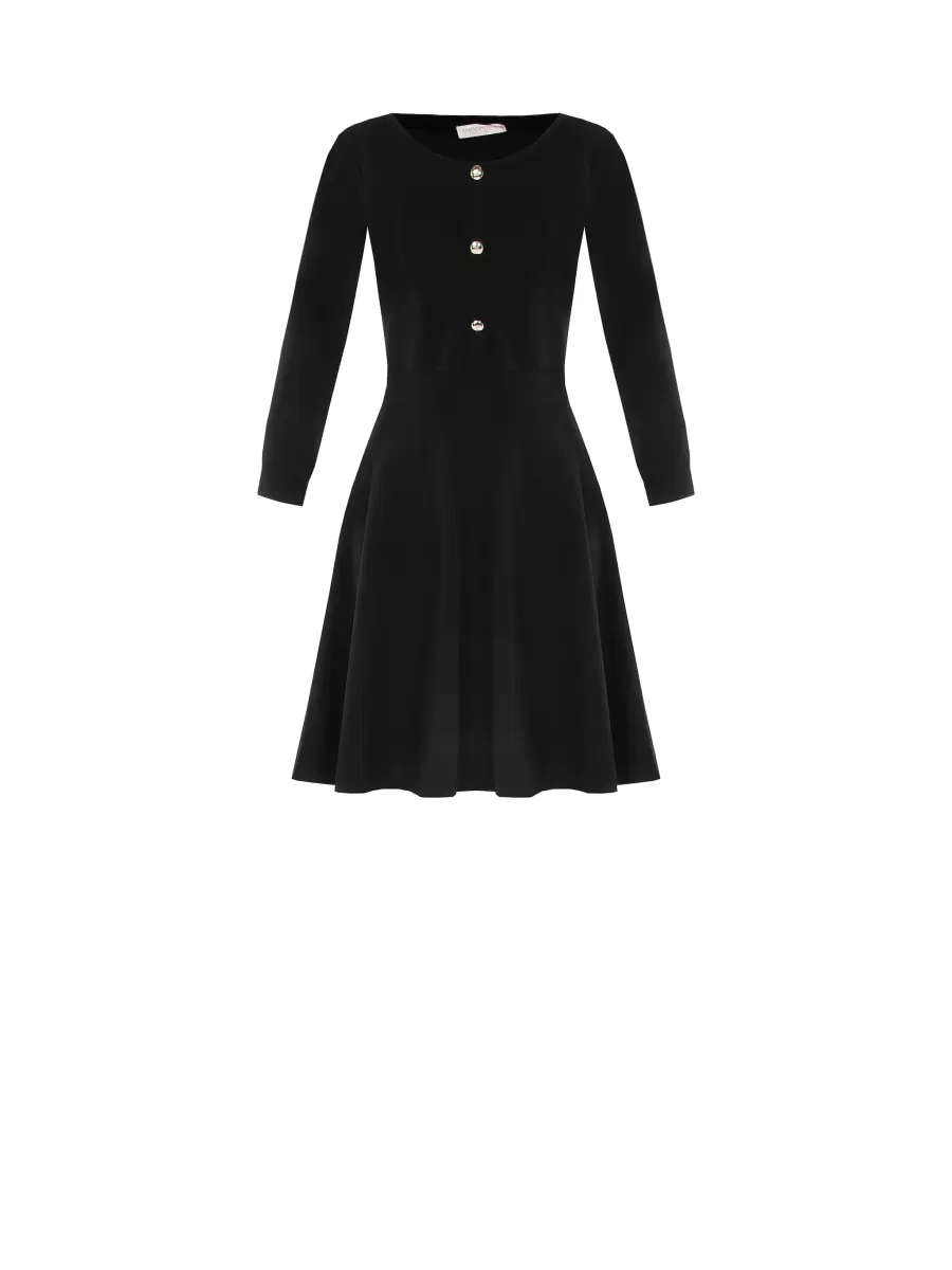 Dress With Full Skirt And Buttons Personalized Dresses & Jumpsuits Women Black - 5