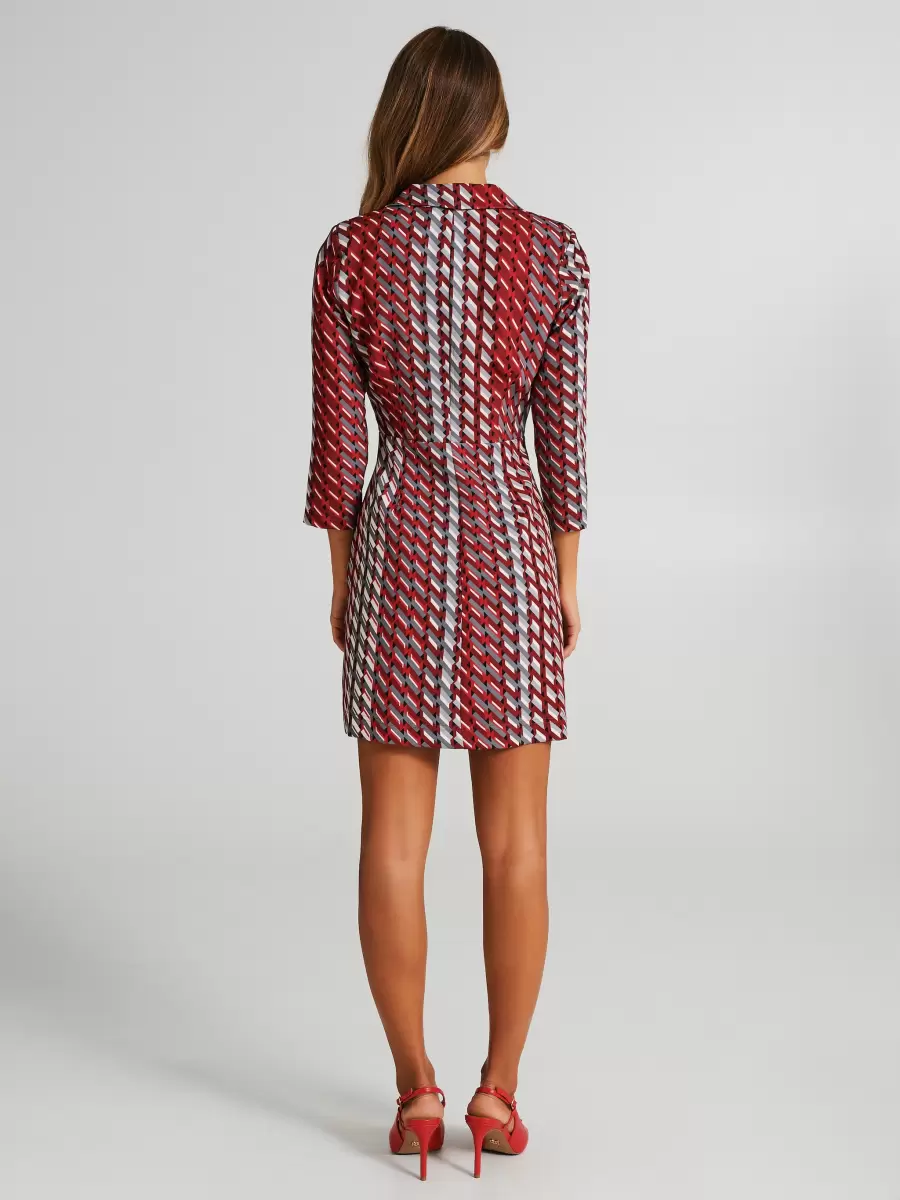 Var Red Bordeaux Women Geometric-Print Jacket Dress Dresses & Jumpsuits Fast - 2