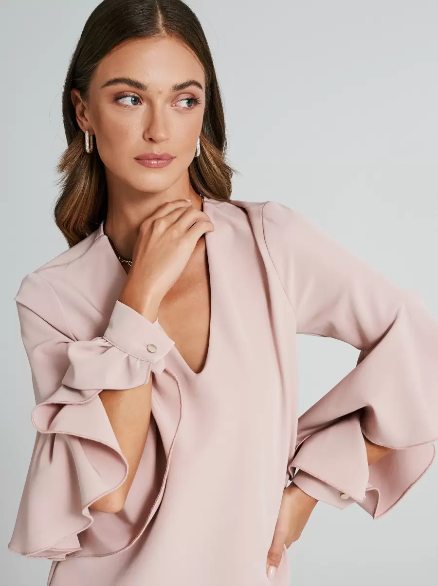 Pink Dress With Ruffled Sleeves Dresses & Jumpsuits Women Reliable - 3