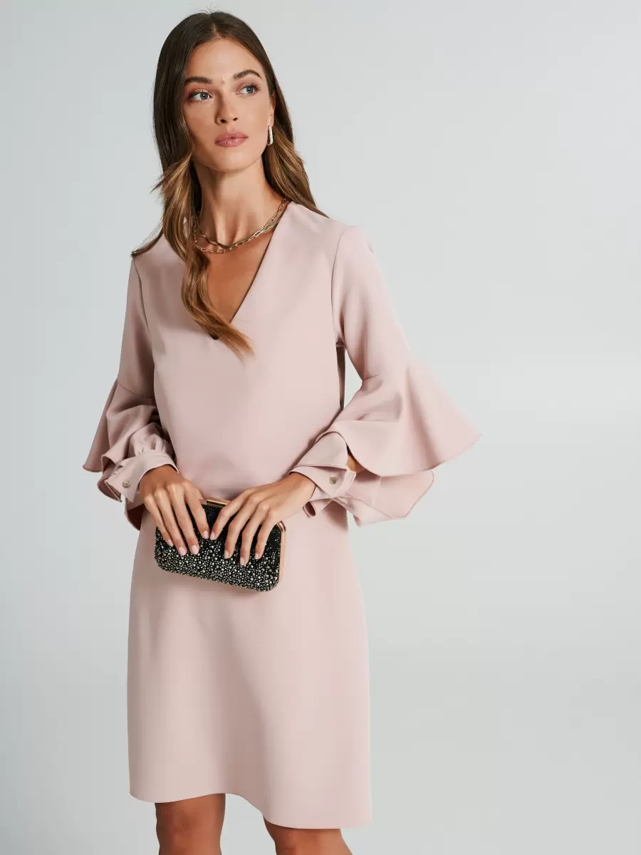 Pink Dress With Ruffled Sleeves Dresses & Jumpsuits Women Reliable - 4