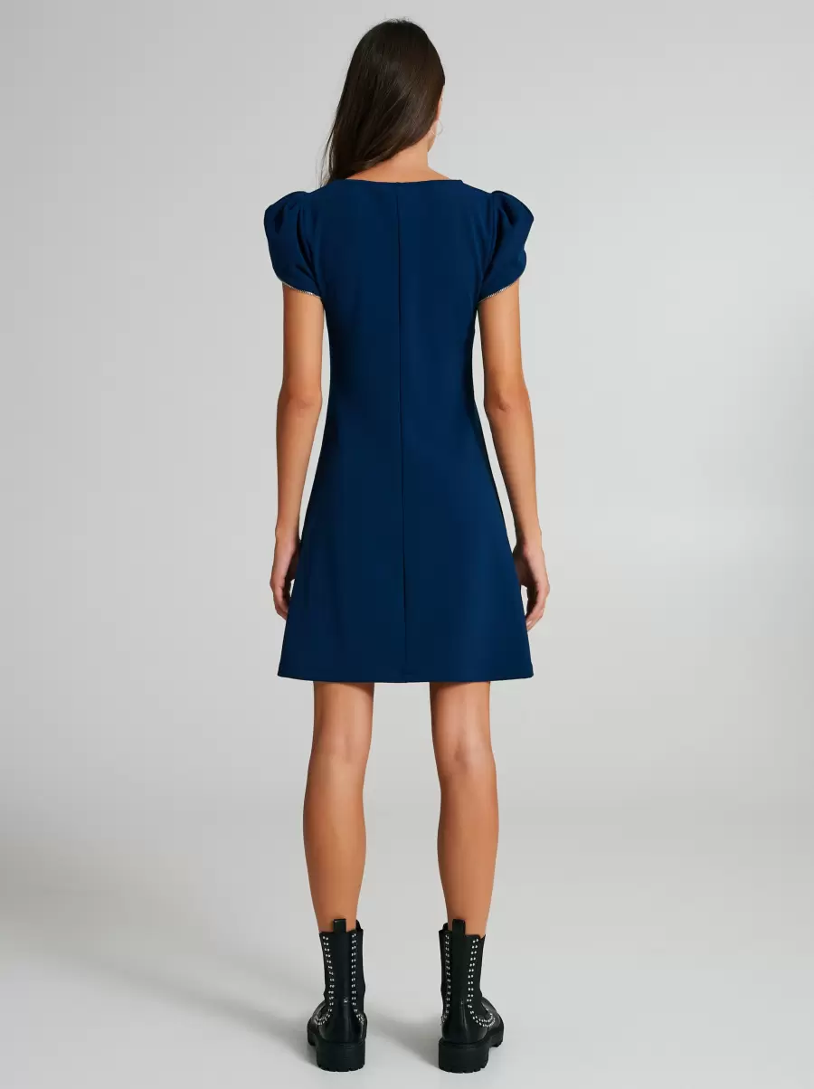 Blue Mini Dress With Zipped Sleeves Exclusive Offer Women Dresses & Jumpsuits - 2