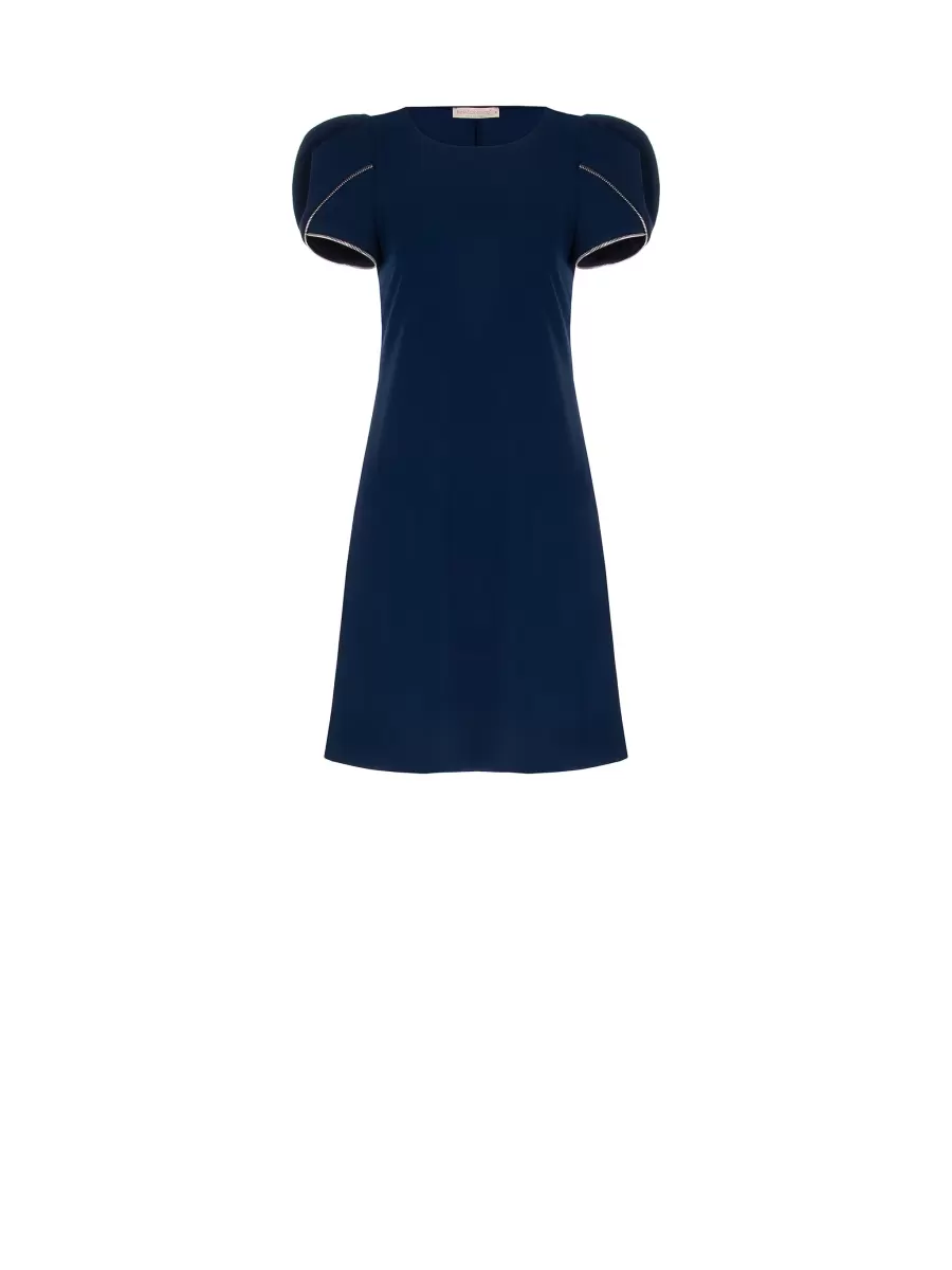 Blue Mini Dress With Zipped Sleeves Exclusive Offer Women Dresses & Jumpsuits - 5