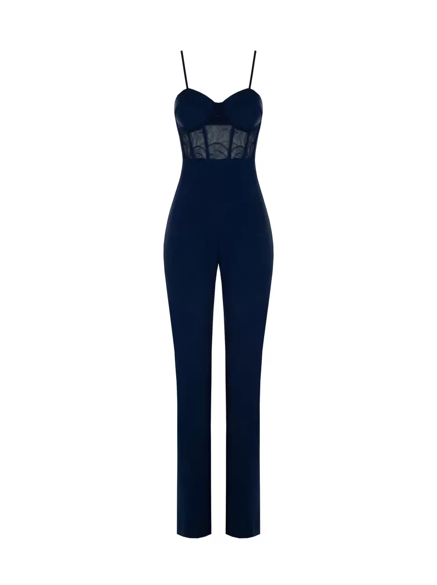Jumpsuit With Lace Bodice Women Blu Navy Dresses & Jumpsuits Deal - 6