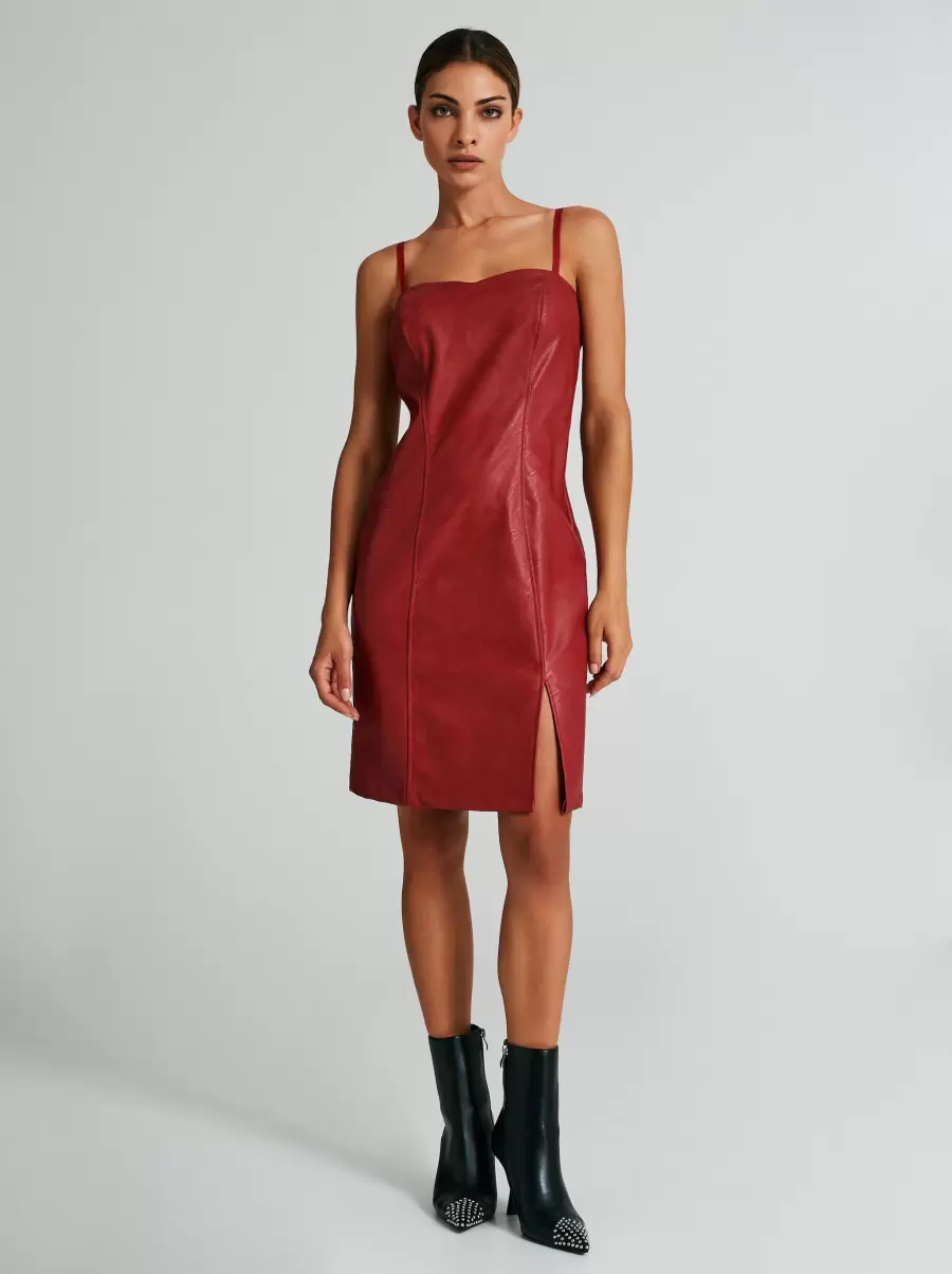 Bordeaux Dresses & Jumpsuits Faux Leather Sheath Dress Functional Women - 1