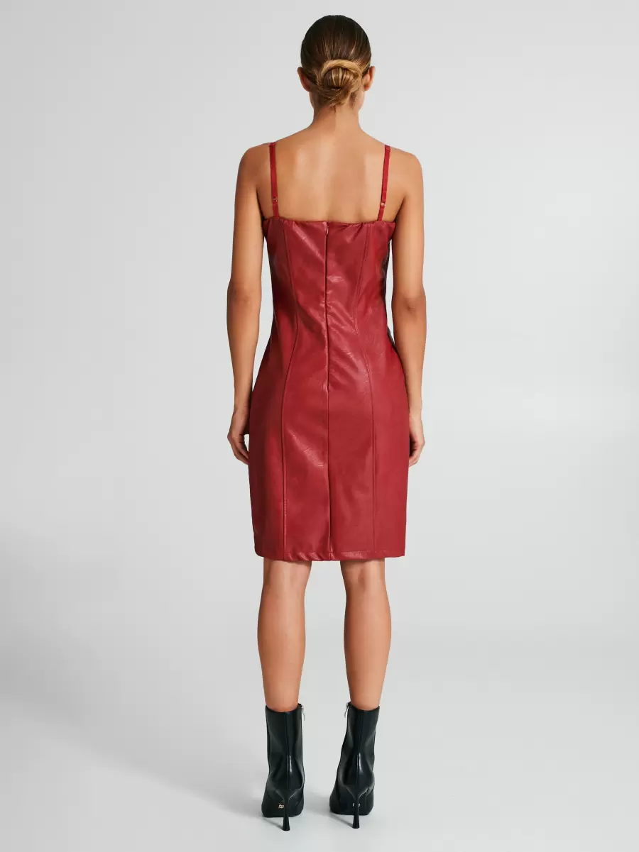 Bordeaux Dresses & Jumpsuits Faux Leather Sheath Dress Functional Women - 2