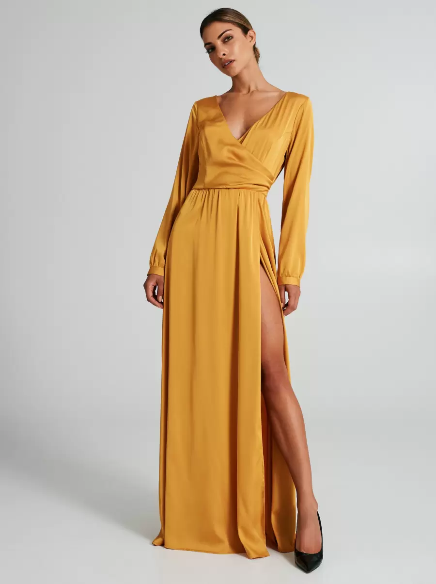 Empire-Style Dress With Slit Dresses & Jumpsuits Ocra Yellow Women Review - 1
