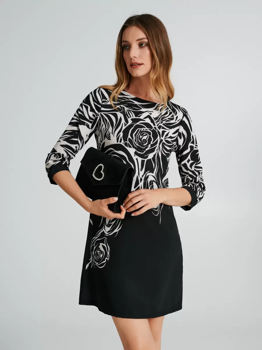 Dresses & Jumpsuits Women Best Var Black Oval-Shaped Dress With Pattern - 5