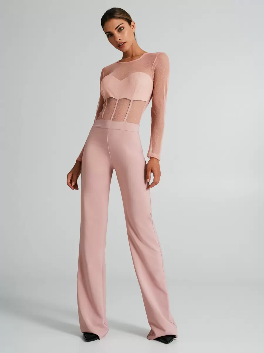 Bargain Jumpsuit With Lace Bodice Pink Dresses & Jumpsuits Women
