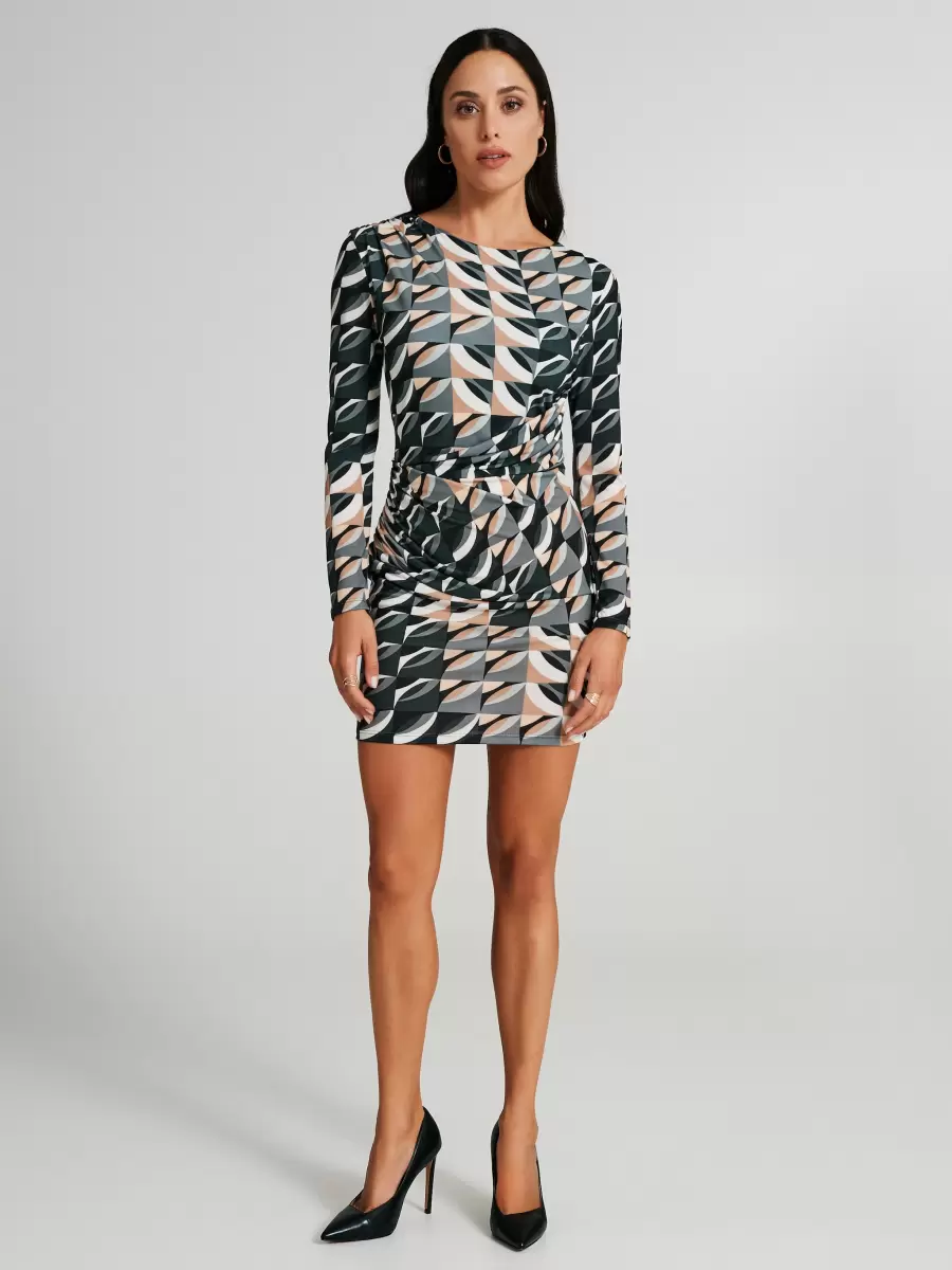 Var Grey Free Optical-Effect Short Dress In Jersey Dresses & Jumpsuits Women - 1
