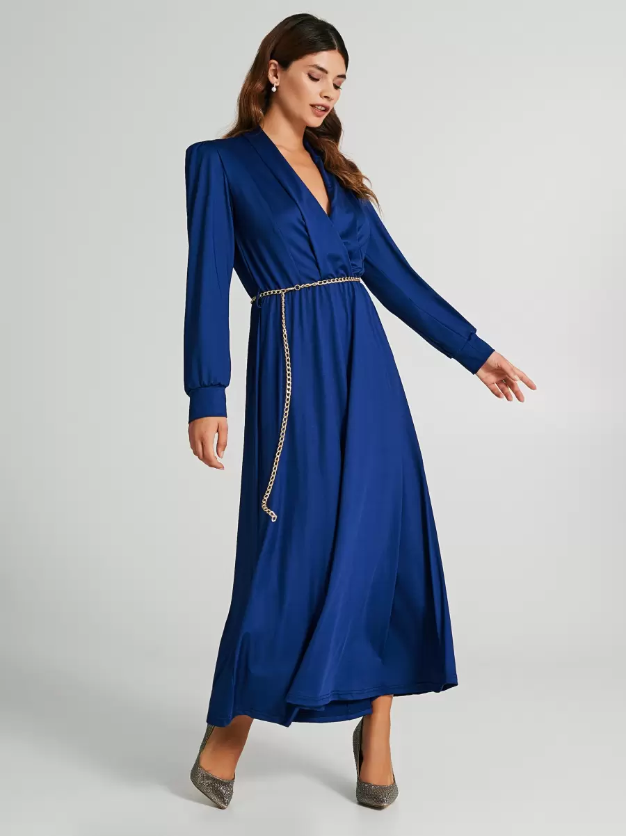 Sleek Women Crossover Chemise Dress Dresses & Jumpsuits Blue