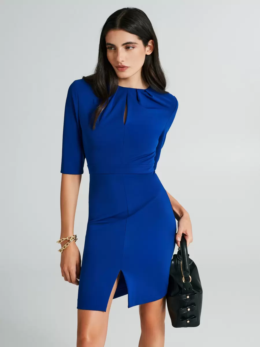 Offer Women Dresses & Jumpsuits Milano Stitch Sheath Dress Blue China - 4