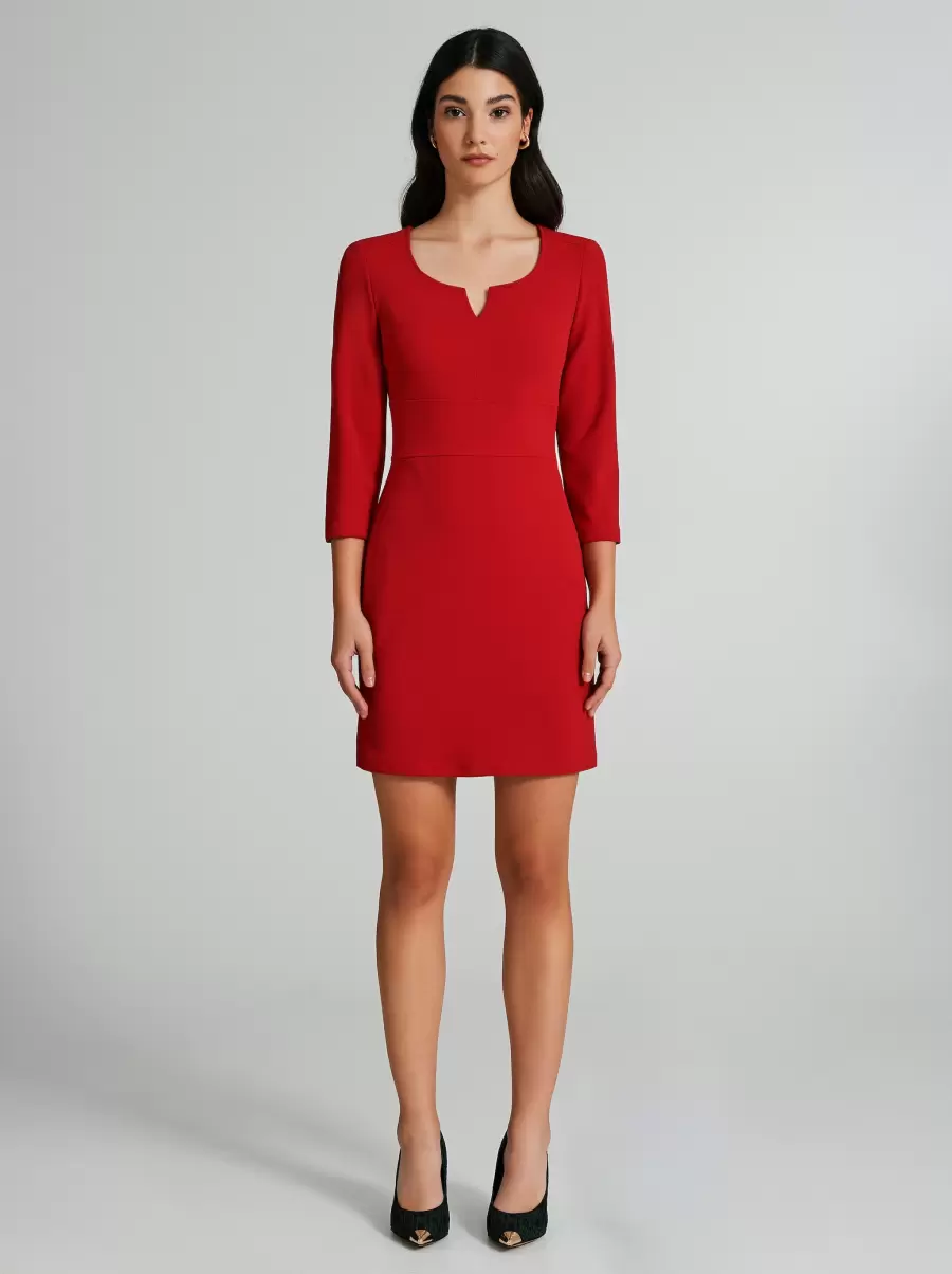 Short Scuba Crepe Sheath Dress Dresses & Jumpsuits Red Women Reliable - 1