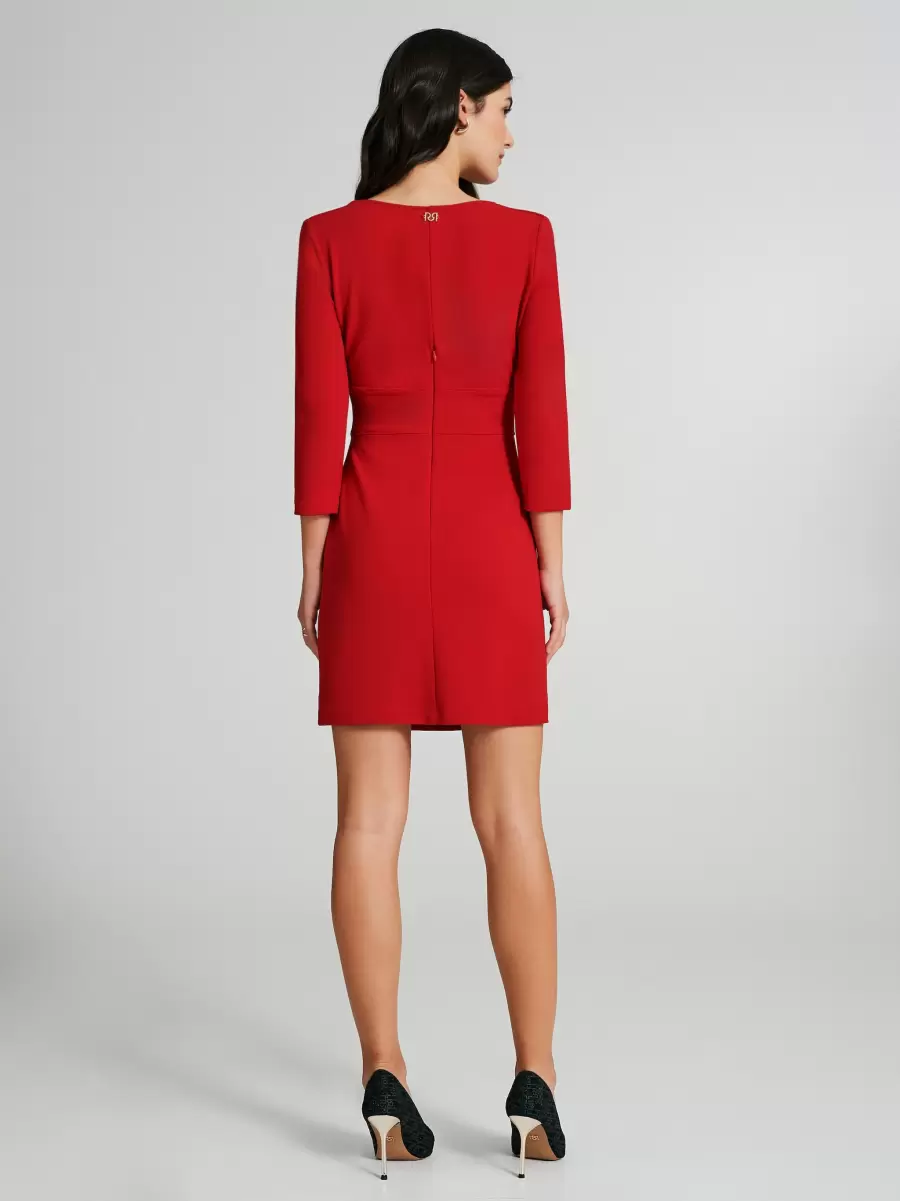 Short Scuba Crepe Sheath Dress Dresses & Jumpsuits Red Women Reliable - 2