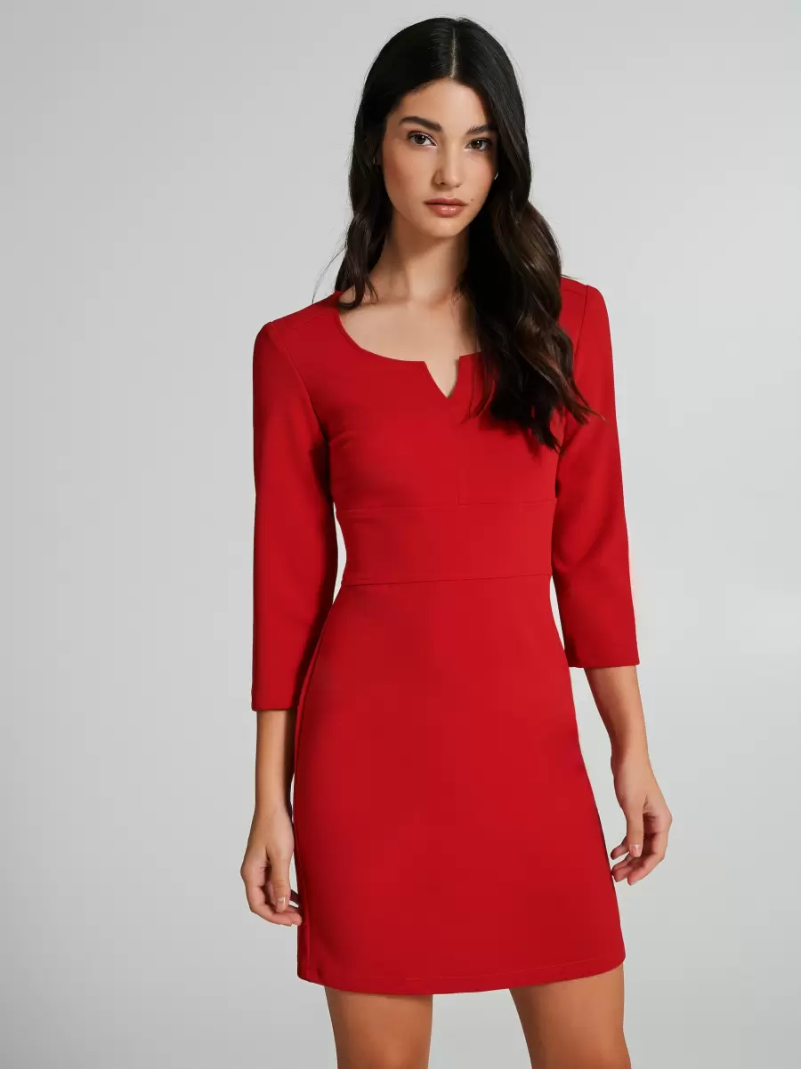 Short Scuba Crepe Sheath Dress Dresses & Jumpsuits Red Women Reliable - 4