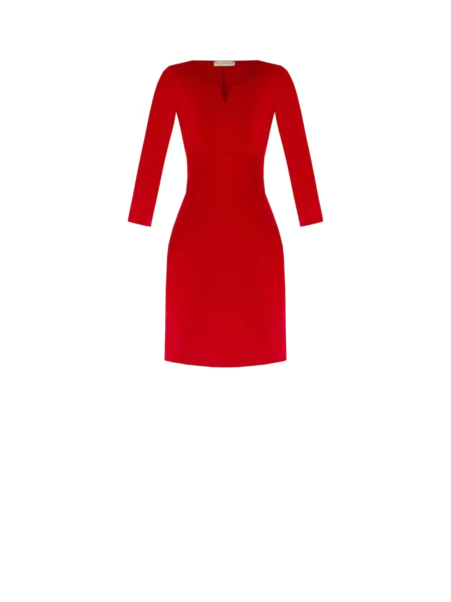 Short Scuba Crepe Sheath Dress Dresses & Jumpsuits Red Women Reliable - 5