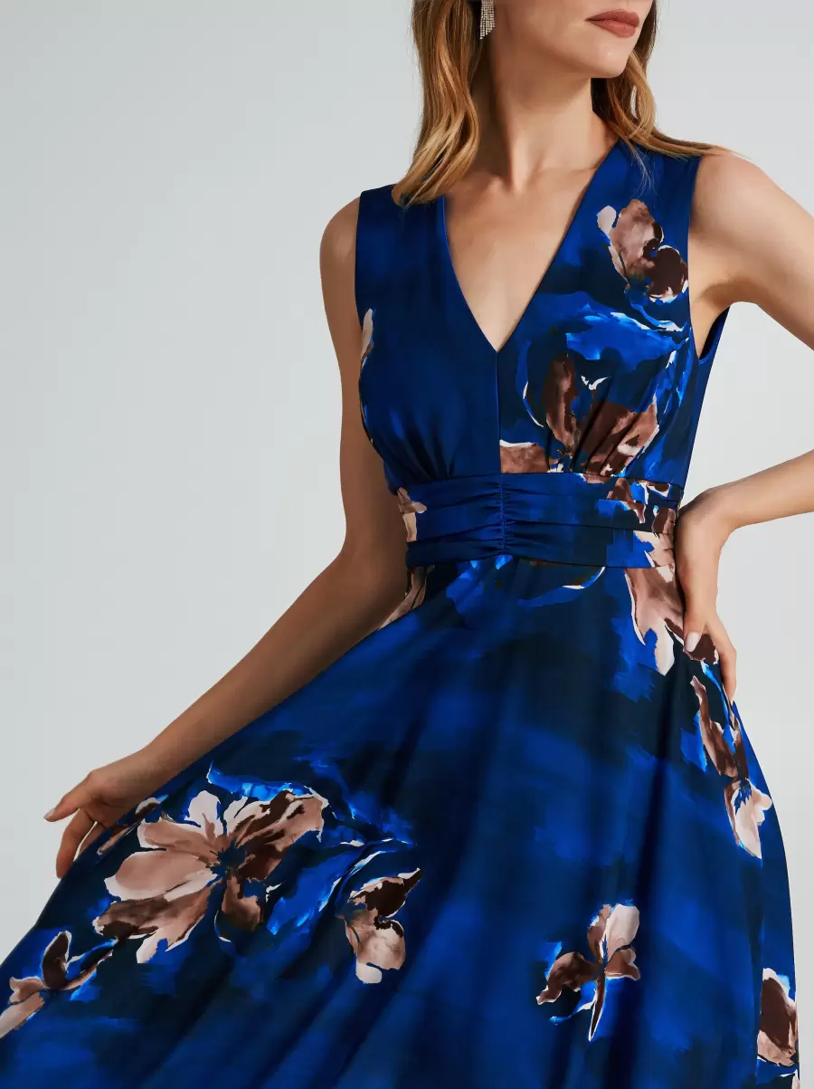 Certified Dresses & Jumpsuits Floral-Pattern Empire Waist Dress Women Var Blue China - 3