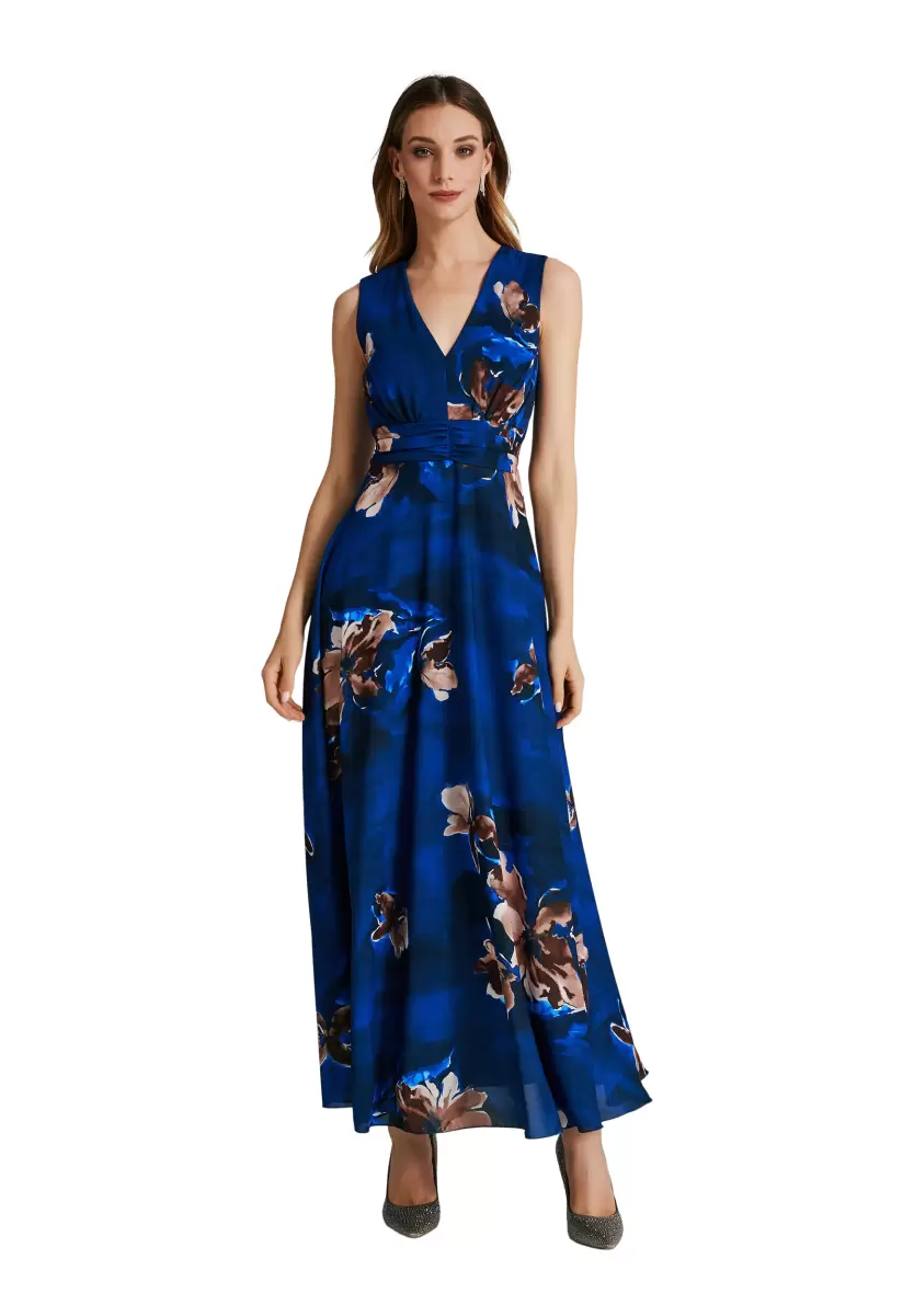 Certified Dresses & Jumpsuits Floral-Pattern Empire Waist Dress Women Var Blue China - 4