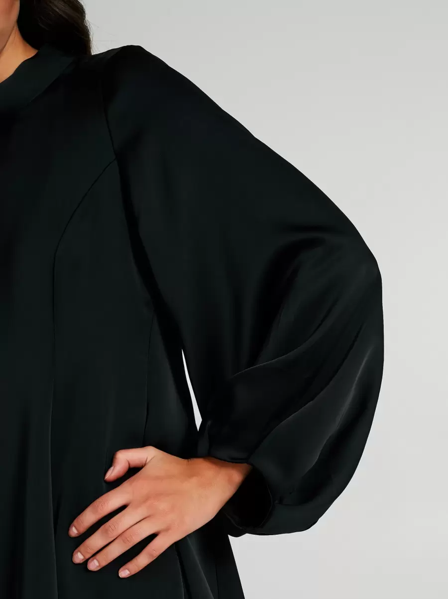 Dresses & Jumpsuits Intuitive Women Satin Dress With Cut-Out Back Black - 3