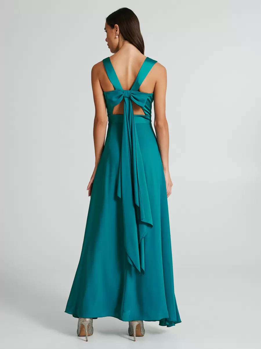 Rinascimento Atelier Dress With Bow Verde Pavone Women Dresses & Jumpsuits Discount - 2