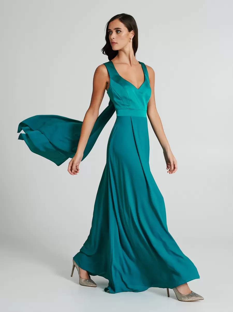 Rinascimento Atelier Dress With Bow Verde Pavone Women Dresses & Jumpsuits Discount