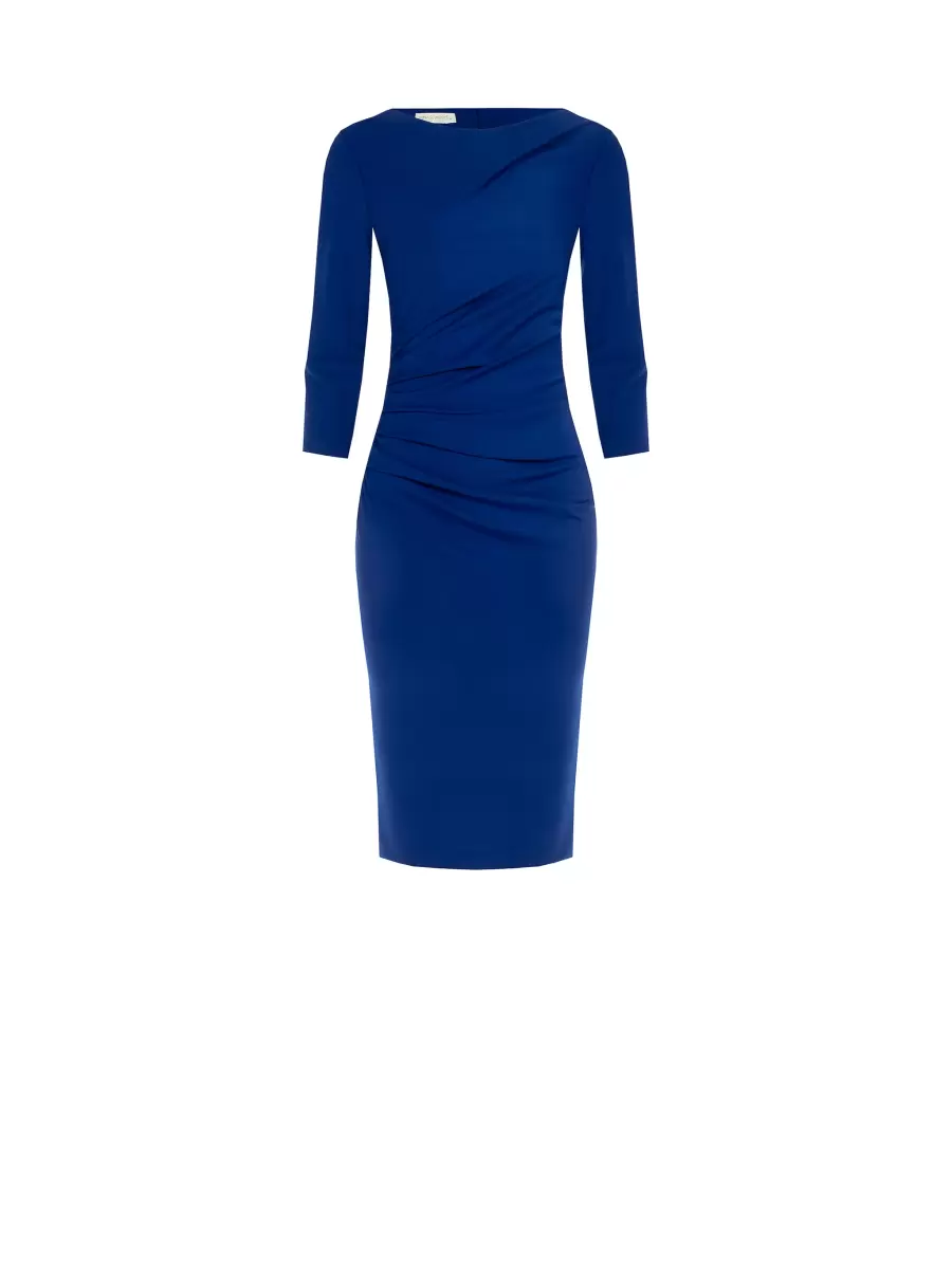 Women Milano-Stitch Sheath Dress With Gathered Detail Dresses & Jumpsuits Blue China Precision - 6