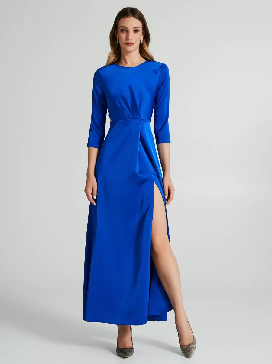 Cutting-Edge Blue China Women Dress With Side Cut-Out Detail Dresses & Jumpsuits - 1