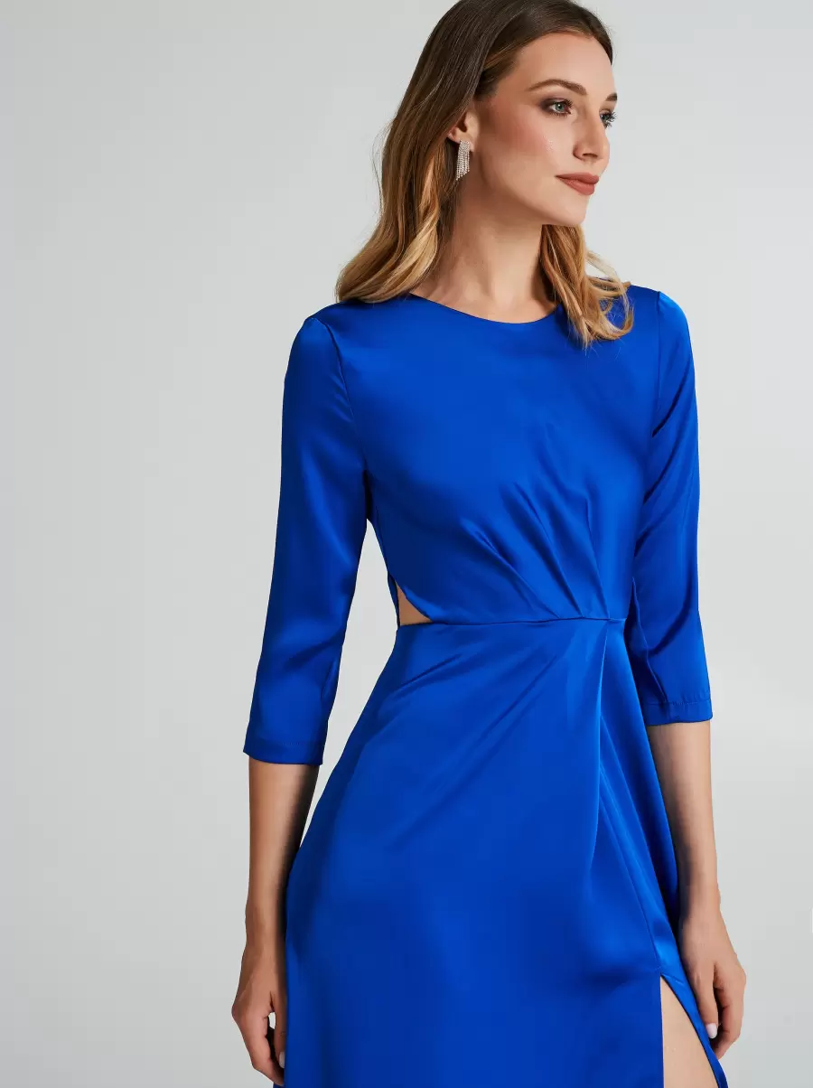 Cutting-Edge Blue China Women Dress With Side Cut-Out Detail Dresses & Jumpsuits - 3