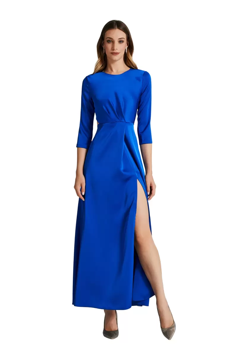 Cutting-Edge Blue China Women Dress With Side Cut-Out Detail Dresses & Jumpsuits - 4