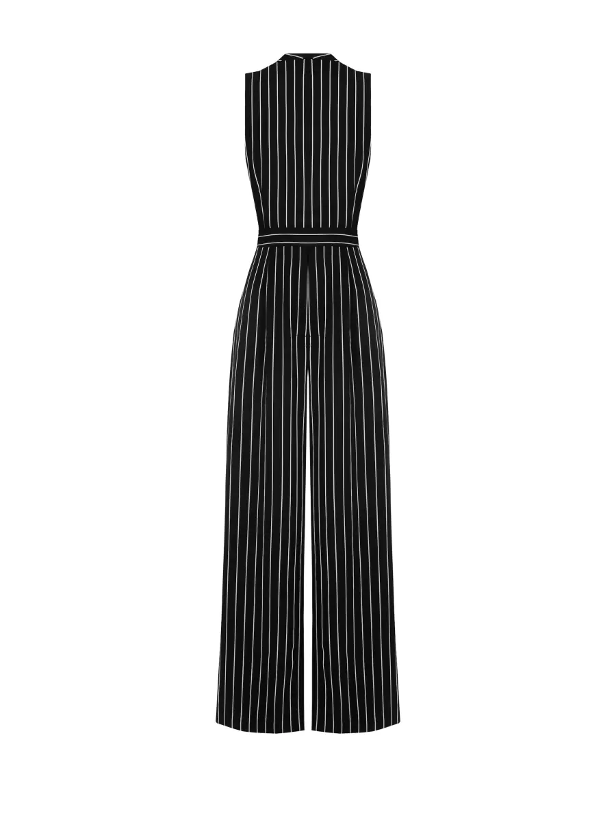 Dresses & Jumpsuits Black Pinstriped Jumpsuit With Buttons Ignite Women - 2