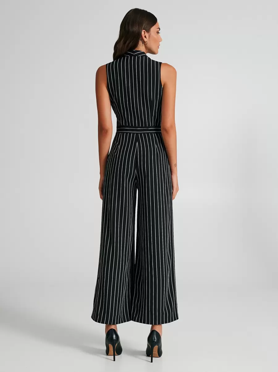 Dresses & Jumpsuits Black Pinstriped Jumpsuit With Buttons Ignite Women - 3