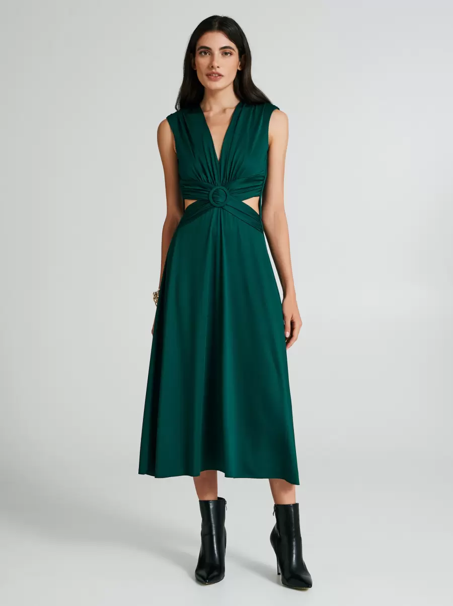 Exclusive Offer Midi Dress With Cut Out Women Green Dresses & Jumpsuits - 1
