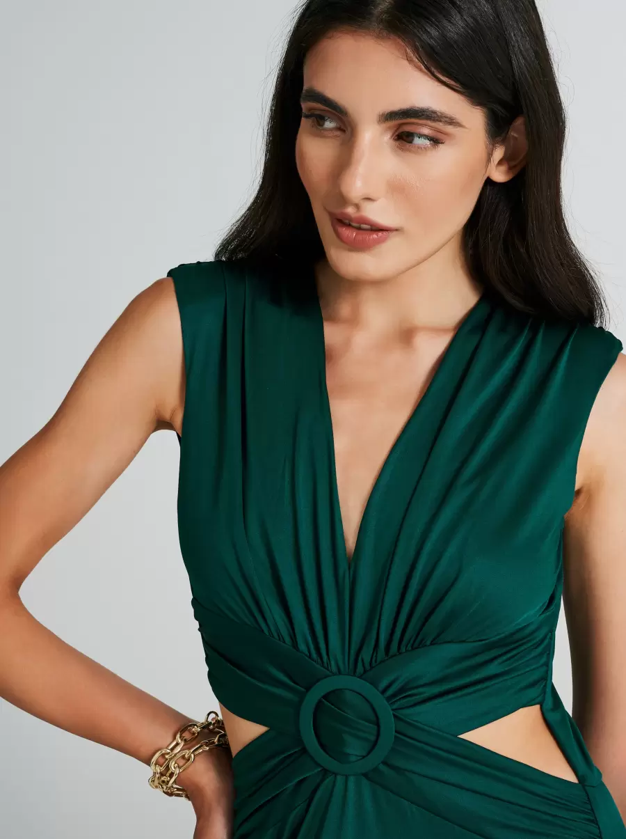 Exclusive Offer Midi Dress With Cut Out Women Green Dresses & Jumpsuits - 3