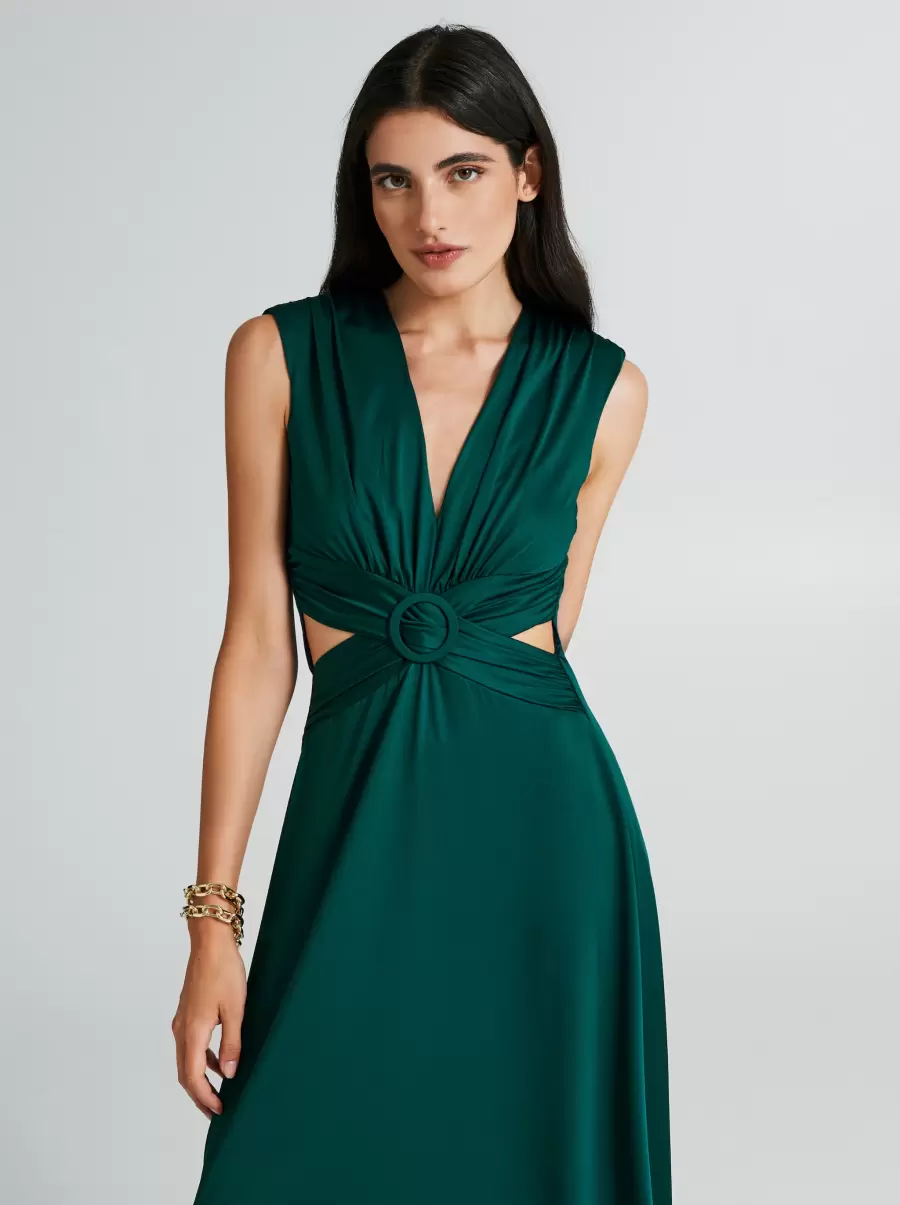 Exclusive Offer Midi Dress With Cut Out Women Green Dresses & Jumpsuits - 4