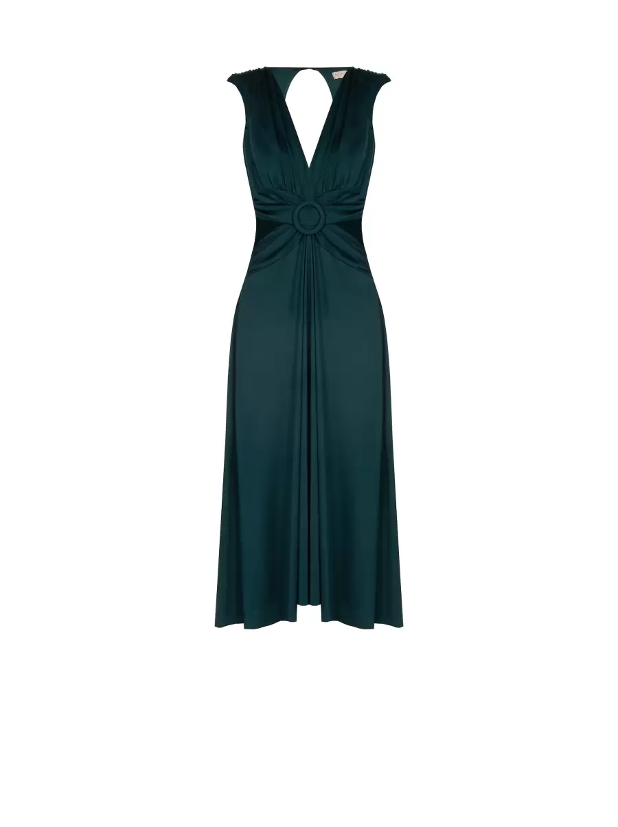 Exclusive Offer Midi Dress With Cut Out Women Green Dresses & Jumpsuits - 5