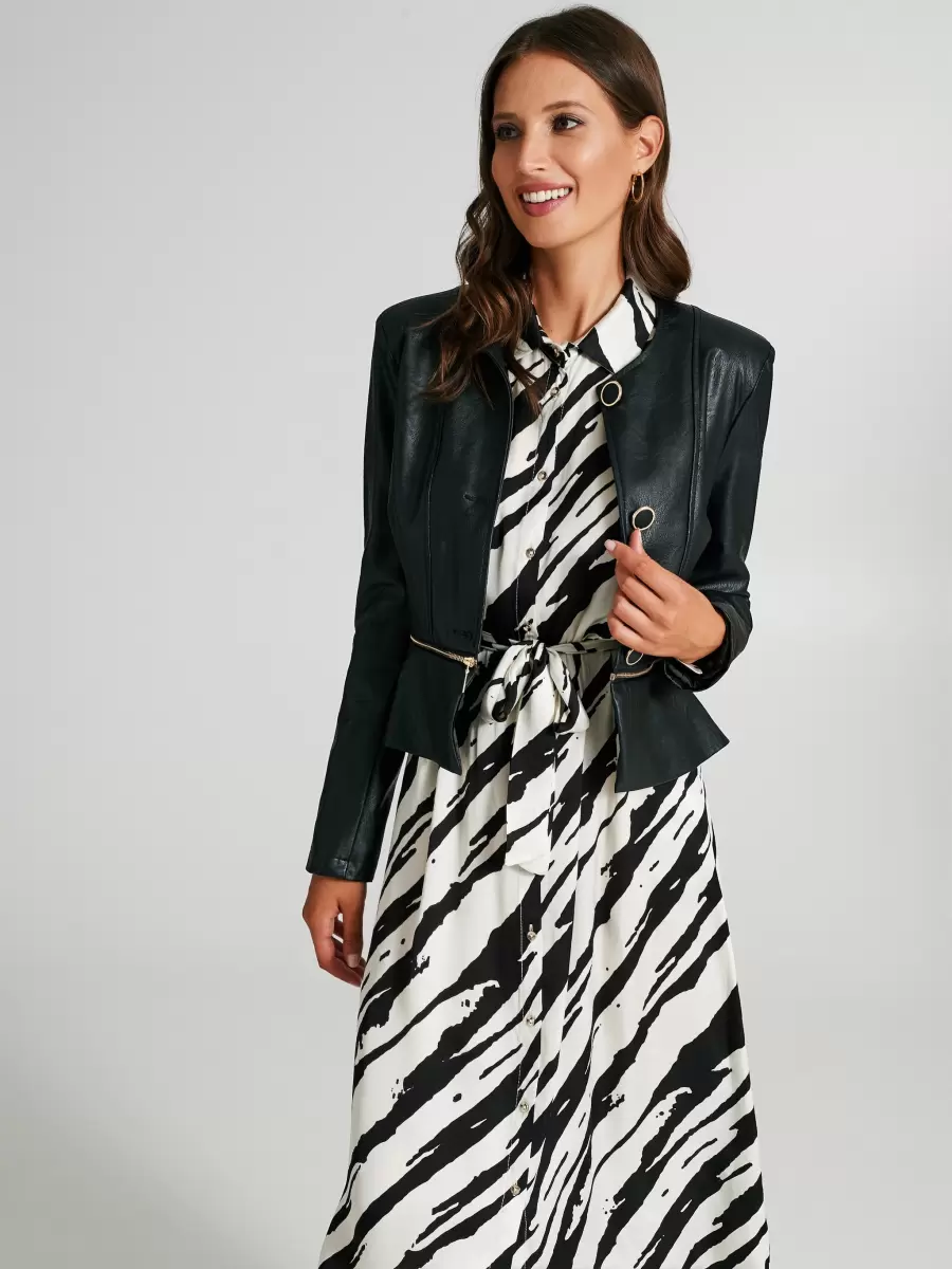 Var Black Women Zebra-Print Chemise Dress Dresses & Jumpsuits Revolutionize - 4